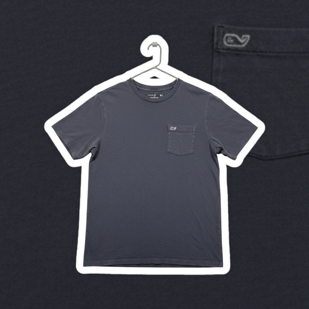 Vineyard Vines Mens Short Sleeve Pocket T-Shirt Gray Whale Logo Cotton Blend S